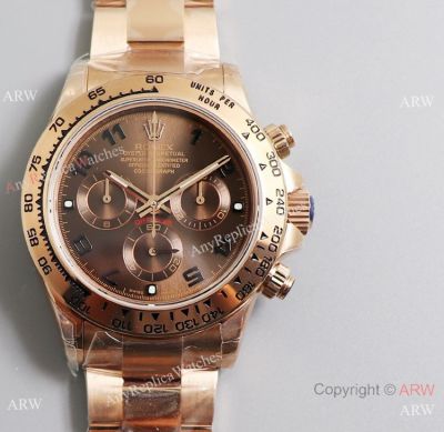 JH Factory Rolex Everose Replica Watch Swiss 4130 Daytona Brown Dial